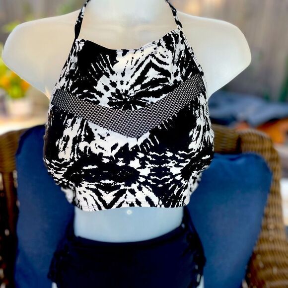 Halter Mesh Front Bikini Top - Picture 2 of 6